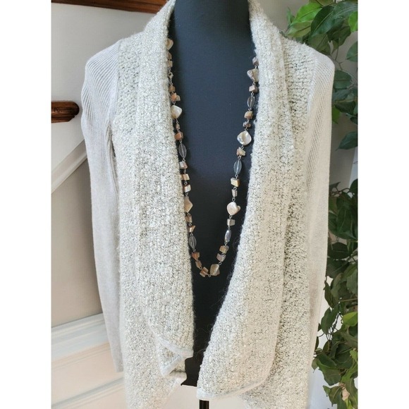 New Direction White Women's Cotton & Acylic Long Sleeve Open Front Sweaters - Picture 2 of 11